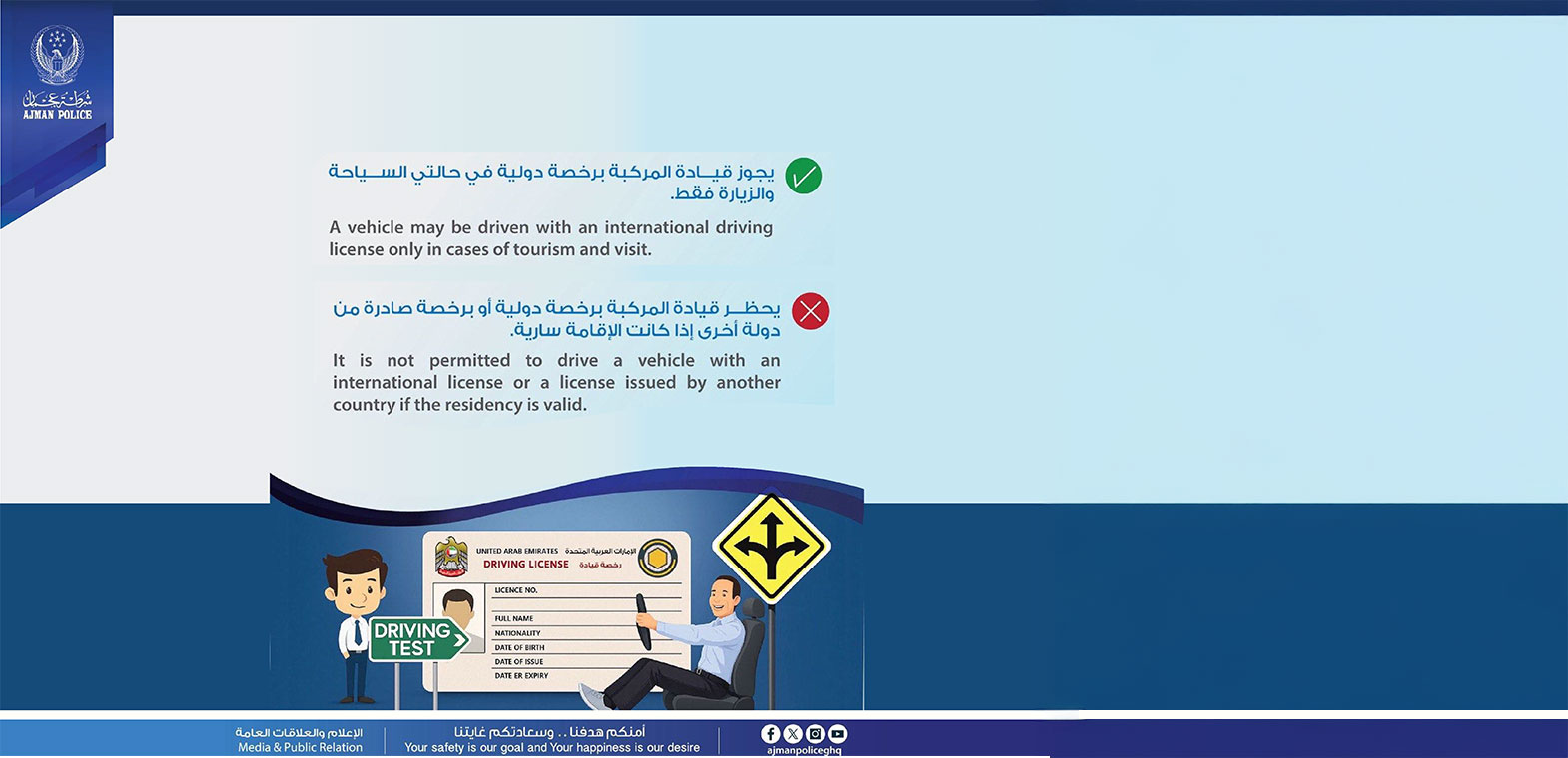 إدارة المرور والدوريات بشرطة عجمان تطلق حملة توعوية للحد من القيادة من دون رخصة